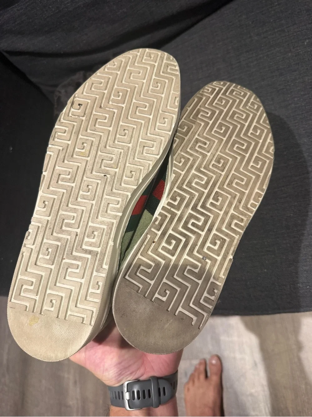 Gucci Green Suede Ace Sneakers with Red & Dark Green Stripe